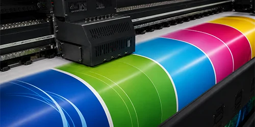 Custom clothing and bags featuring branded designs with screen printing, embroidery, and DTF printing options, including hats, hoodies, tote bags, visors, t-shirts, drawstring bags, and duffel bags on a blue background.