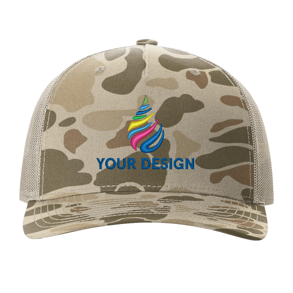 Richardson 112PFP - Printed Five-Panel Trucker Cap - Embroidered alt="Printed five-panel trucker cap with embroidered logo, Richardson 112PFP style"